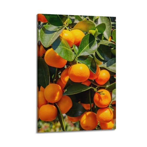ZHOUKEG Kunstvolles Wandbild, Motiv: Fruchtkumquats auf Ast, modernes Wandbild, 50 x 75 cm von ZHOUKEG