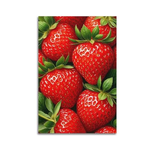 ZHOUKEG Kunstvolles Wandbild, Motiv: Früchte, frische Erdbeeren, modernes Wandbild, 30 x 45 cm von ZHOUKEG