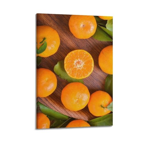 ZHOUKEG Kunstvolles Wandbild, Motiv: Früchte, frische Mandarinen, ökologischer Realismus, modernes Wandbild, 60 x 90 cm von ZHOUKEG