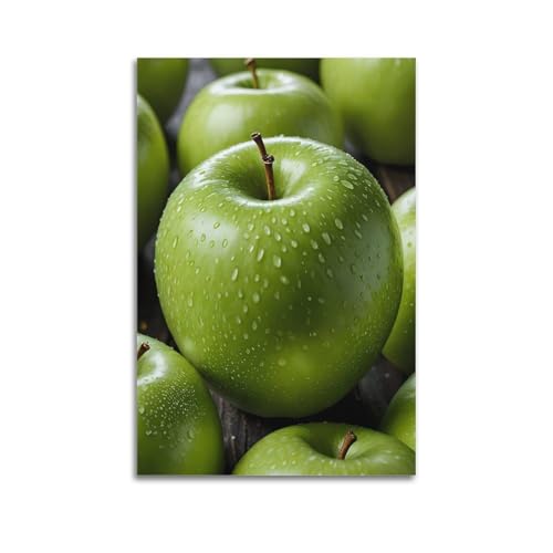ZHOUKEG Kunstvolles Wandbild, Motiv: Früchte, grüner Apfel, Kristalltropfen, modernes Wandbild, 40 x 60 cm von ZHOUKEG