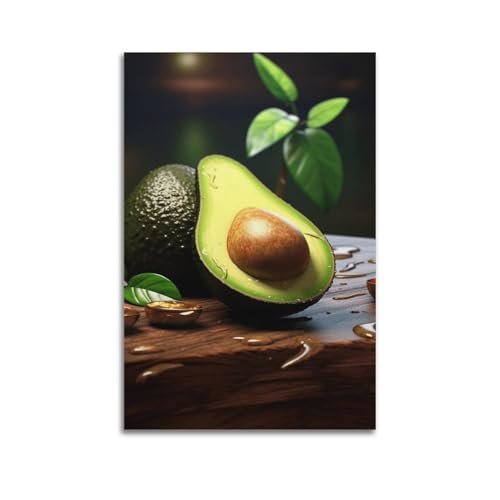 ZHOUKEG Kunstvolles Wandbild, Motiv: Früchte, halbierte Avocado mit Samen, modernes Wandbild, 30 x 45 cm von ZHOUKEG