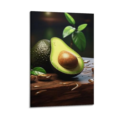 ZHOUKEG Kunstvolles Wandbild, Motiv: Früchte, halbierte Avocado mit Samen, modernes Wandbild, Wandbild, 20 x 30 cm von ZHOUKEG