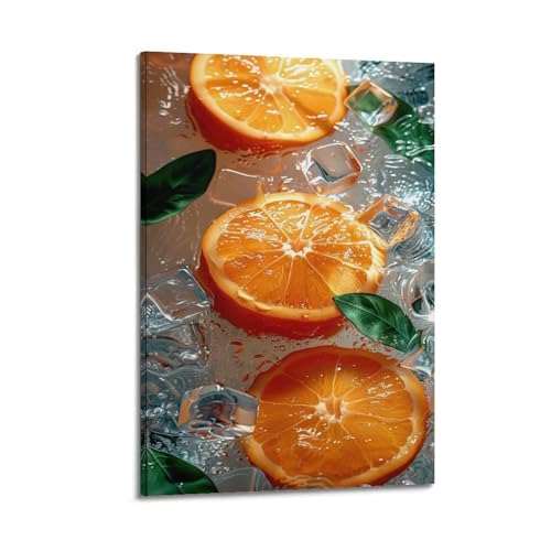 ZHOUKEG Kunstvolles Wandbild, Motiv: Früchte, vereiste Orangenscheiben, modernes Wandbild, 40 x 60 cm von ZHOUKEG