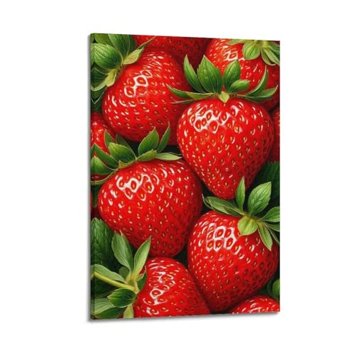 ZHOUKEG Kunstvolles Wandbild, Motiv: Früchte frische Erdbeeren, modernes Wandbild, 40 x 60 cm von ZHOUKEG