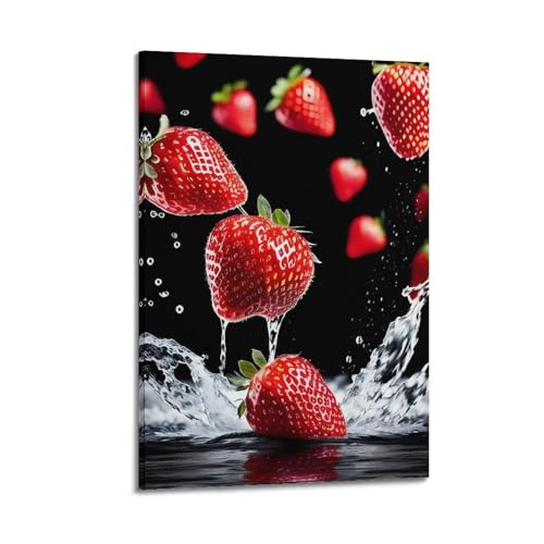 ZHOUKEG Kunstvolles Wandbild, Motiv: Obst-Erdbeeren mit Spritzern, 50 x 75 cm ZHOUKEG Kunstvolles Wandbild, Motiv: Obst-Erdbeeren mit Spritzern, 50 x 75 cm von ZHOUKEG
