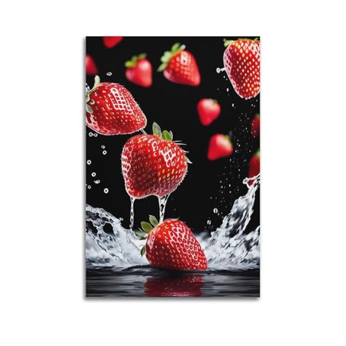 ZHOUKEG Kunstvolles Wandbild, Motiv: Obst-Erdbeeren mit Spritzern, 60 x 90 cm ZHOUKEG Kunstvolles Wandbild, Motiv: Obst-Erdbeeren mit Spritzern, 60 x 90 cm von ZHOUKEG
