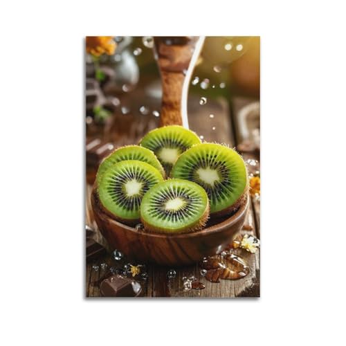 ZHOUKEG Kunstvolles Wandbild, Motiv: Obst-Kiwi-Scheiben in Holzschale, modernes hängendes Dekor-Poster, 20 x 30 cm ZHOUKEG Kunstvolles Wandbild, Motiv: Obst-Kiwi-Scheiben in Holzschale, modernes hängendes Dekor-Poster, 20 x 30 cm von ZHOUKEG