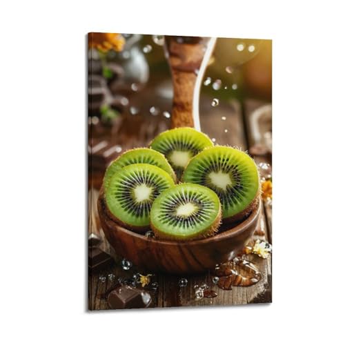 ZHOUKEG Kunstvolles Wandbild, Motiv: Obst-Kiwi-Scheiben in Holzschale, modernes hängendes Dekor-Poster, 60 x 90 cm ZHOUKEG Kunstvolles Wandbild, Motiv: Obst-Kiwi-Scheiben in Holzschale, modernes hängendes Dekor-Poster, 60 x 90 cm von ZHOUKEG