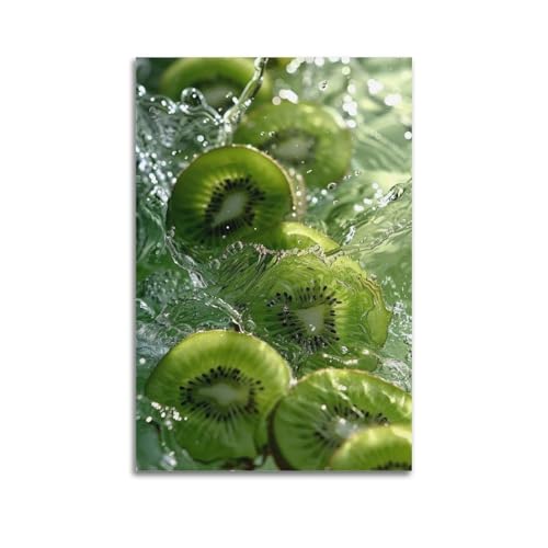 ZHOUKEG Kunstvolles Wandbild, Motiv: Obst-Kiwi-Scheiben mit Spritzwasser, modernes Wandbild, 60 x 90 cm ZHOUKEG Kunstvolles Wandbild, Motiv: Obst-Kiwi-Scheiben mit Spritzwasser, modernes Wandbild, 60 x 90 cm von ZHOUKEG