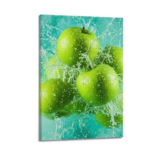 ZHOUKEG Kunstvolles Wandbild, Motiv: Obst-grüne Äpfel mit Spritzwasser, modernes Wandbild, hängend, 20 x 30 cm ZHOUKEG Kunstvolles Wandbild, Motiv: Obst-grüne Äpfel mit Spritzwasser, modernes Wandbild, hängend, 20 x 30 cm von ZHOUKEG