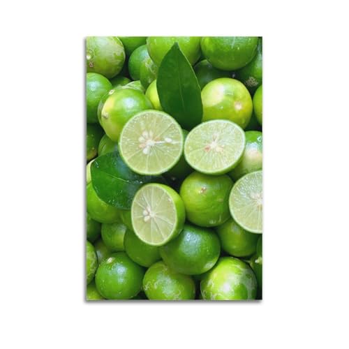 ZHOUKEG Kunstvolles Wandbild, modernes Wandbild, Motiv: Früchte, grüne Limetten, 60 x 90 cm von ZHOUKEG