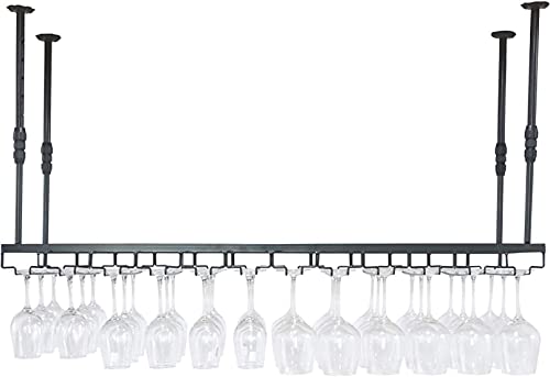 ZHOUT Decken-Weinregale, höhenverstellbar, Wandmontage, hängender Weinflaschenhalter, Weinglasregal aus Metall, für Stielgläser, 60/80/100/120 cm/a/120 x 35 cm von ZHOUT