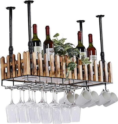 ZHOUT Regalmontiertes Weinregal und Glashalter, verstellbares industrielles Weinglasregal zum Aufhängen, Aufbewahrungsregal für Küche, Bar, Restaurant von ZHOUT