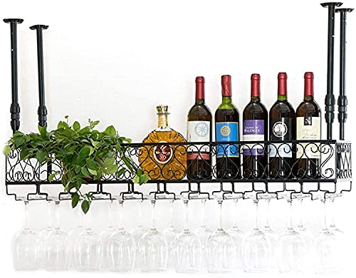ZHOUT Weinflaschenhalter mit Glashalter und Ablage, Weinglasregal, KTV-Bar-Glasregal, Umgedrehtes Stielglasregal, hängendes Weinglasregal von ZHOUT