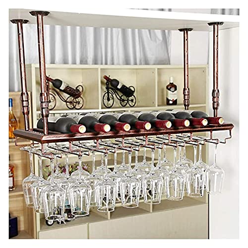 ZHOUT Weinflaschenhalter mit Glashalter und Ablage, kopfüber hängendes Weinregal, Weinregal, Bartheken-Weinregal, Weinglasregal von ZHOUT