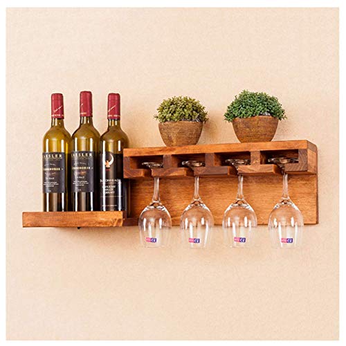 ZHOUT Weinregal mit Glashalter, Flaschenständer mit Platz für Flaschen und Gläser, wandmontiertes hängendes Holzregal als Flaschenhalter, A, B von ZHOUT