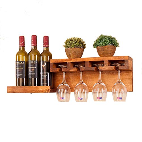 ZHOUT Weinregal mit Glashalter, Flaschenständer mit Platz für Flaschen und Gläser, wandmontiertes hängendes Holzregal als Flaschenhalter, A70 x 18 cm von ZHOUT