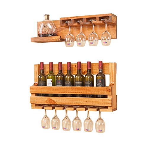 ZHOUT Weinregal mit Glashalter, Flaschenständer mit Platz für Flaschen und Gläser, wandmontiertes hängendes Holzregal als Flaschenhalter,Ab von ZHOUT