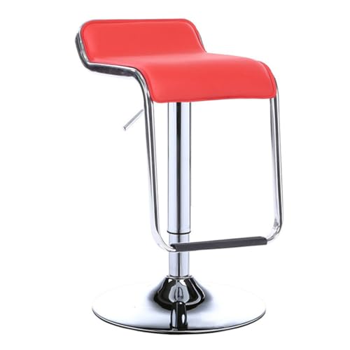 Verstellbare Drehbar-Stabhocker, PU-Leder-Rücklehnen-Zählerhöhen-Hocker mit Fußstütze und Gasdruckfeder für hohe Belastung, geeignet für Kücheninsel, Home Bar, Esszimmer red von ZHOUXIAO