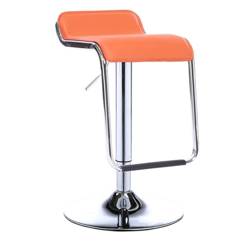 Verstellbare Drehbar-Stabhocker, Set mit 2 Stühlen, robuste PU-Leder-Hocker ohne Rückenlehne in Thekenhöhe mit Fußstütze und Gasdrucklift für Kücheninsel, Home Bar, Esszimmer orange von ZHOUXIAO
