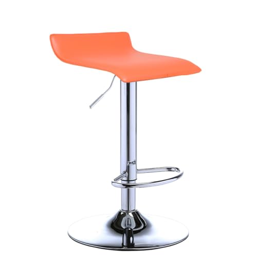 Verstellbare Drehbar-Stahlhocker-Set mit 2 Stühlen, Barhocker aus Kunstleder in Thekenhöhe mit Fußstütze und Gaslift für Kücheninsel, Home Bar, Esszimmer, Geschäft orange von ZHOUXIAO