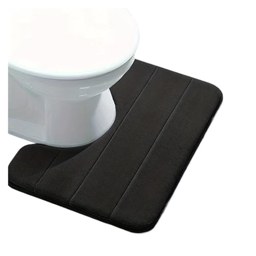 Anti Rutsch Matte 1 STK Badezimmer-Toilettenteppich mit Streifen in reiner Farbe, weiche, rutschfeste, schnell trocknende Badezimmermatte, saugfähiger Duschteppich for das Familienbad(Black) von ZHOUXYFDC