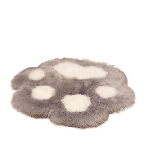 Anti Rutsch Matte Niedliches Katzenpfoten-Bärenfußkissen in Tierfußabdruckform, weicher Plüschteppich for Zuhause, Sofa, Tisch, Bodenmatte, Schlafzimmer, dekorativer Teppich(White gary,51cmx60cm) von ZHOUXYFDC