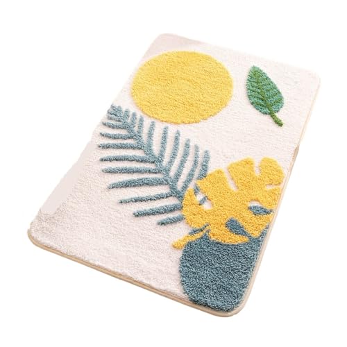 Anti Rutsch Matte Rutschfester Badematten-Teppich mit Pflanzenkunst, abstrakten Blättern, Badezimmerteppich, saugfähig, for Zuhause und Büro, 40 x 60 cm, 50 x 80 cm(Siye-2,40x60cm) von ZHOUXYFDC