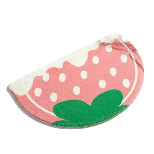 Anti Rutsch Matte Weiche Fußmatten mit kleinen frischen Textblumen, Teppiche for den Eingangsbereich, Schlafzimmer, Toilette, Badezimmertür, saugfähig, rutschfeste Fußunterlage(Sweet strawberry) von ZHOUXYFDC
