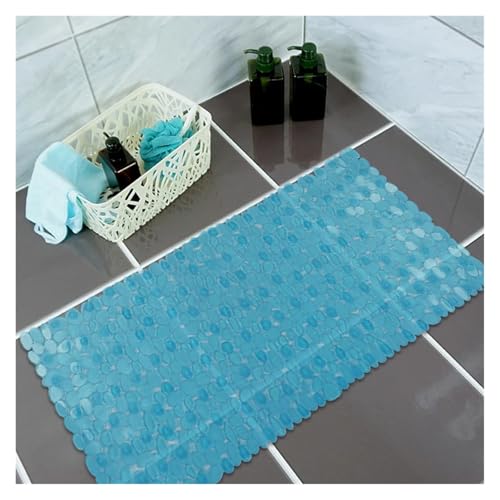 Antirutschmatte Badewanne wasserdichte PVC-Badematte, sichere Saugmassagematte, rutschfeste Duschmatte, rutschfeste Badematte for ältere Kinder(Blue transparent) von ZHOUXYFDC