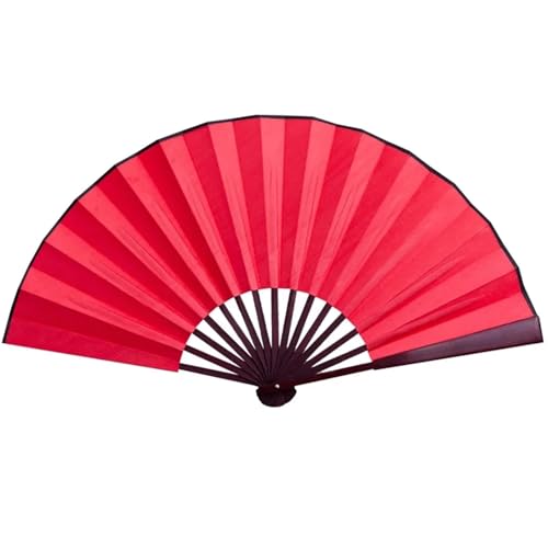 Fächer 10/13 Zoll Faltfächer Hand Seidentuch DIY Faltfächer Holz Antike Faltfächer DIY Kalligraphie Malerei(Red,10 inches) von ZHOUXYFDC