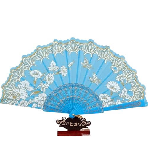 Fächer Antiker Faltfächer, Sommer-Tanz for Frauen, tragbar, elegant, Handfächer(Blue) von ZHOUXYFDC