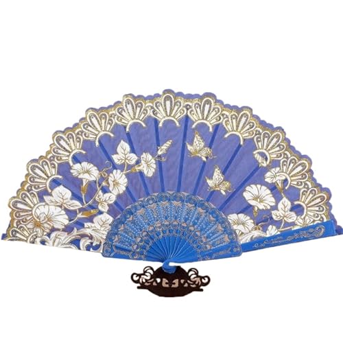 Fächer Antiker Faltfächer, Sommer-Tanz for Frauen, tragbar, elegant, Handfächer(Dark blue) von ZHOUXYFDC