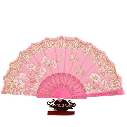 Fächer Antiker Faltfächer, Sommer-Tanz for Frauen, tragbar, elegant, Handfächer(Pink) von ZHOUXYFDC