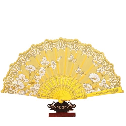 Fächer Antiker Faltfächer, Sommer-Tanz for Frauen, tragbar, elegant, Handfächer(Yellow) von ZHOUXYFDC