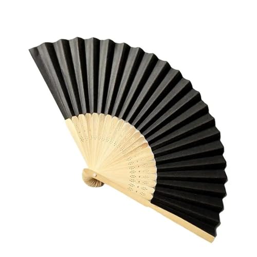 Fächer Handgehaltener Faltfächer, antiker Faltfächer, Sommer-Tanzfächer for Frauen und Mädchen for Tanzen(Black) von ZHOUXYFDC