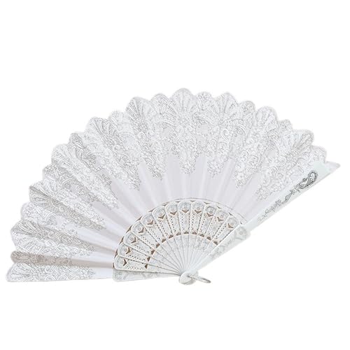 Fächer Muster Handfächer Einzelne Blume Faltbarer Tanz-Kunststofffächer for Damen(White) von ZHOUXYFDC