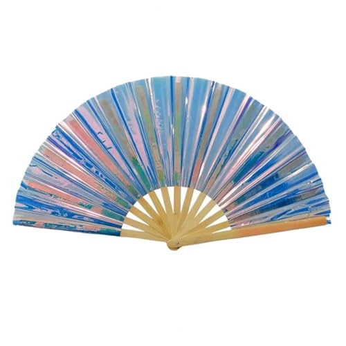 Fächer PVC-Faltventilator, schillernder Handventilator, Sommer-Kühlventilator, Dekoration, Tanz-Performance-Requisiten, Pop-Party-Zubehör(Color04) von ZHOUXYFDC