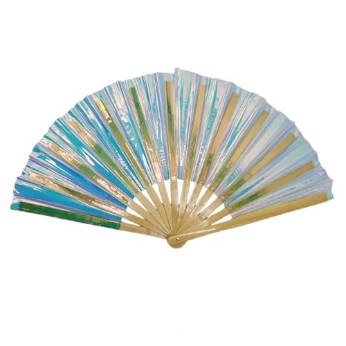 Fächer PVC-Faltventilator, schillernder Handventilator, Sommer-Kühlventilator, Dekoration, Tanz-Performance-Requisiten, Pop-Party-Zubehör(Color06) von ZHOUXYFDC