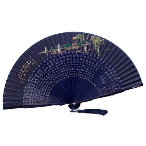 Fächer Seide Falten Tanz Tragbare Vintage Dame Falten Landschaft Sommer Frauen Hand Fan(Color01) von ZHOUXYFDC
