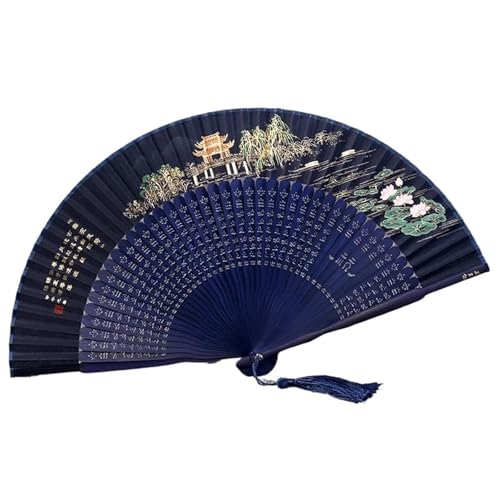 Fächer Seide Falten Tanz Tragbare Vintage Dame Falten Landschaft Sommer Frauen Hand Fan(Color02) von ZHOUXYFDC