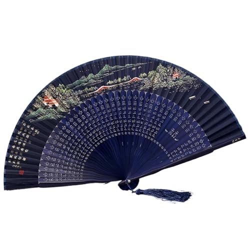 Fächer Seide Falten Tanz Tragbare Vintage Dame Falten Landschaft Sommer Frauen Hand Fan(Color06) von ZHOUXYFDC