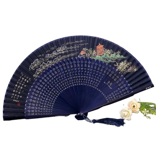 Fächer Seide Falten Tanz Tragbare Vintage Dame Falten Landschaft Sommer Frauen Hand Fan(Color07) von ZHOUXYFDC