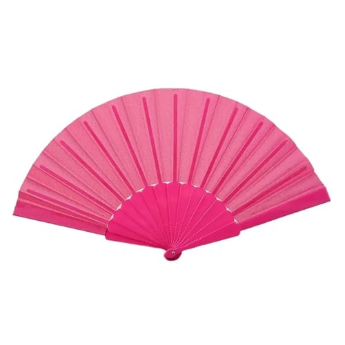 Fächer Tragbarer Faltfächer, schlichter Handfächer aus Kunststoff, eleganter Stoff-Handfächer for Hochzeiten, Reisen, Partys, Tanzen, Cosplay(Rose Red) von ZHOUXYFDC