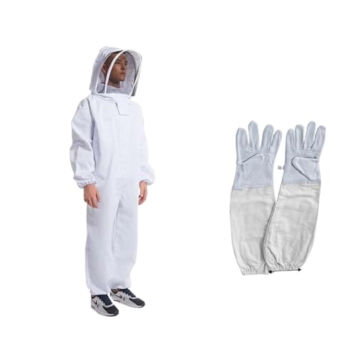 Imkeranzug Ganzkörper-Imkerei-Kleidung, professionelle Imker-Kleidung, Schutz, Bienenzucht-Anzug, Safty-Schleier, Unisex-Schutz(XL with gloves) von ZHOUXYFDC