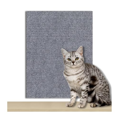 Kratzbrett Katzenkratzbrett Sofaschutz Katzenkratzbrett Brettschutz Zuschneidbarer Selbstklebender Teppich DIY Katzenkratzmatte(Light Grey,60x60CM) von ZHOUXYFDC