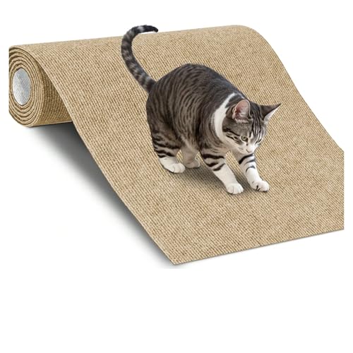 Kratzbrett Mehrzweck-zuschneidbare Selbstklebende Katzenteppichmatte DIY Kratzbaum Möbel Bodenmatte Sofa Schutzpolster(Khaki,40X100cm) von ZHOUXYFDC