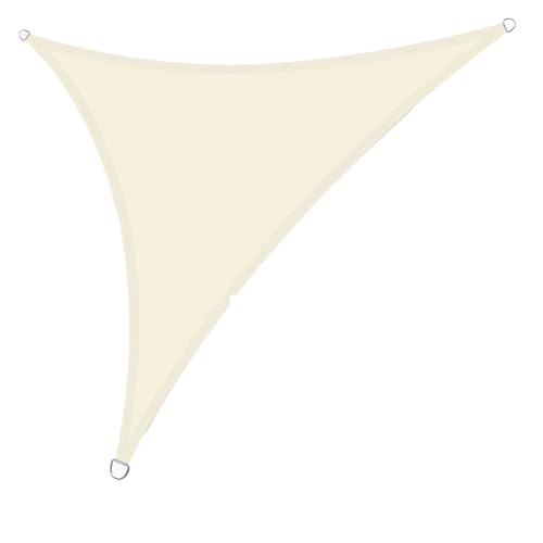 Sonnensegel Dreieckig Dreieckiges Sonnensegel, wasserdicht, UV-Block, Sonnenschutz for Terrasse, Garten, Hinterhof, Stoff, UV-Schutz, Markise(Beige,300x300x300CM) von ZHOUXYFDC