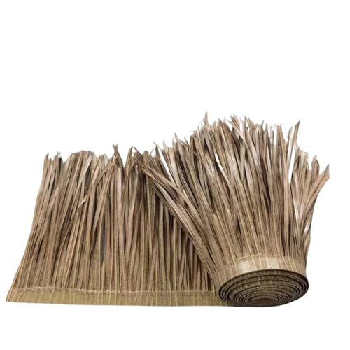 Synthetisches Strohdach Rolle 1/2/6M Simulation Palm Thatch Rolle Künstliche Stroh Gefälschte Gras Wasserdichte PVC Mexikanische Bar Stroh Thatch Dach Dekor Terrasse(Brown,2M x 0.5M) von ZHOUXYFDC