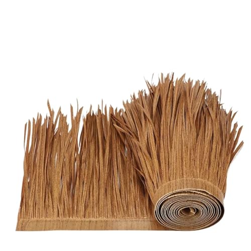 Synthetisches Strohdach Rolle 1/2/6M Simulation Palm Thatch Rolle Künstliche Stroh Gefälschte Gras Wasserdichte PVC Mexikanische Bar Stroh Thatch Dach Dekor Terrasse(Yellow,6M x 0.5M) von ZHOUXYFDC